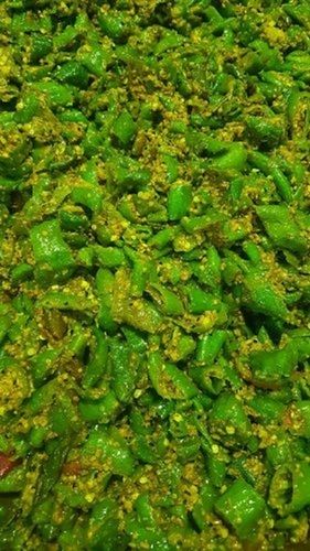 Tangy Taste Spicy Lip Top Green Chilli Pickle Served With Food