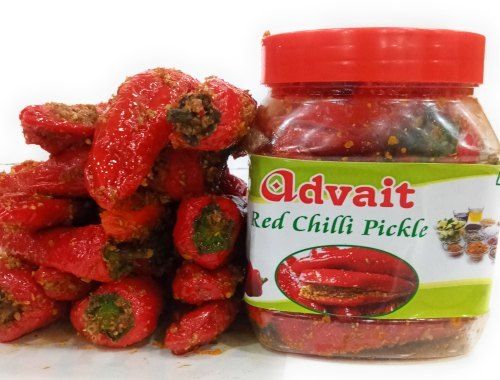 Tasty And Spicy Red Chillies Pickle Served With Breakfast