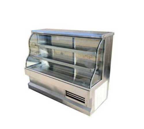 Three Shelves Glass And Stainless Steel Display Counter - SS 304 Material, Transparent Color, Modern Design, Plain Surface Finish | 1-Year Warranty
