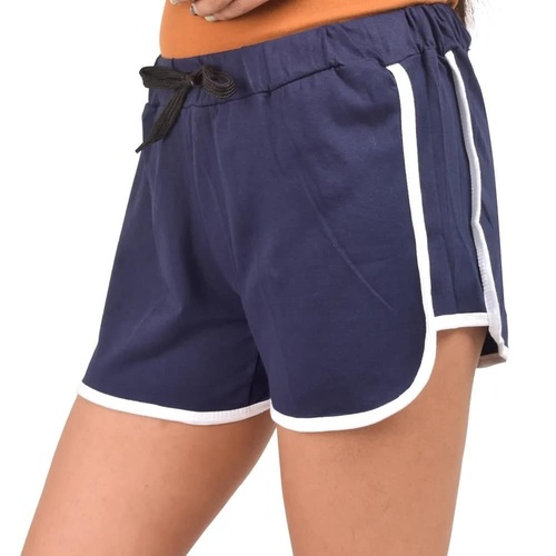 Women Regular Fit Thigh Length Blue Plain Lycra Polyester Sports Shorts, 28-32 Cm Age Group: 15-30 Years