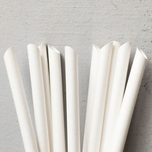 Plain White Disposable Paper Straw