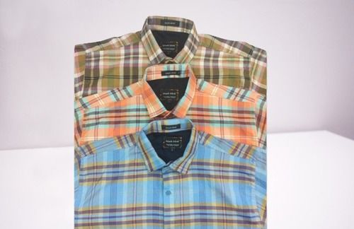 Cotton Full Sleeves Casual Mens Box Check Shirt For Summer Weather