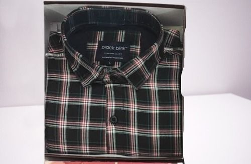 Medium To Xl Size Black Color Box Check Shirt For Casual Wear