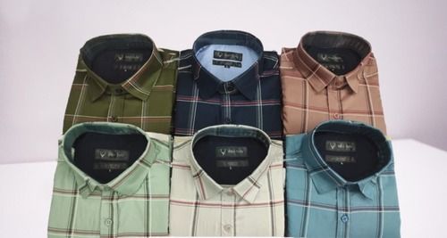 Multi Color Mens Box Check Shirt With Full Sleeves For Casual Wear