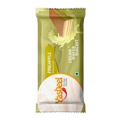 Pineapple Flavored Cream Wafer Biscuits - Round Shape Single Package | Long Shelf Life Easy to Digest Rich in Taste Sweet Semi-Soft Texture