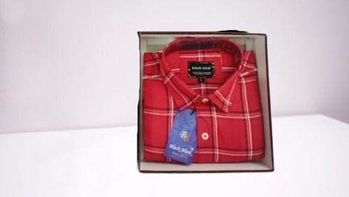 Red Color Mens Check Shirts With Full Sleeves For Party And Casual Wear