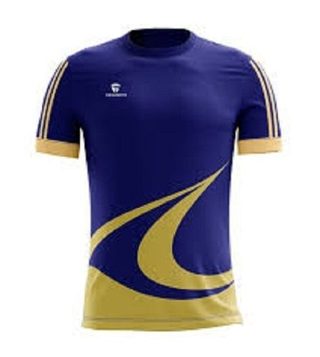 Comfortable Half Sleeves Round Neck Purple And Golden Sports T Shirt For Mens Age Group: Adults