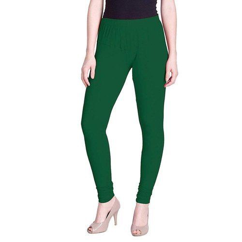 Indian Dark Green Plain Dyed Pure Cotton Ladies Legging For Casual And Regular Wear