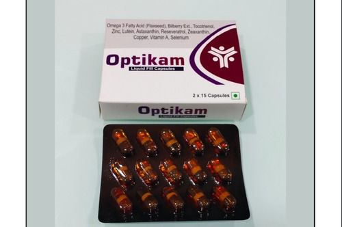 Optikam Omega 3 Fatty Acid (Flaxseed), Biberry Ext, Tocotrienol, Zinc, Lutein, Astaxanthin, Resveratrol, Zeaxanthin, Copper, Vitamin A. Selenium Dosage Form: Capsule