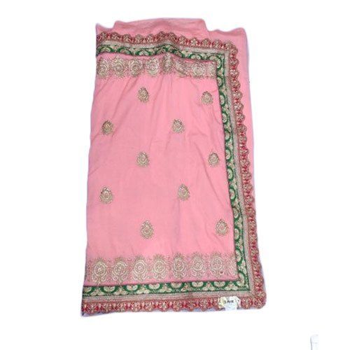 Party Wear Pink Colour Printed 6.5M Cotton Fancy Zari Work Saree With Blouse Piece Set