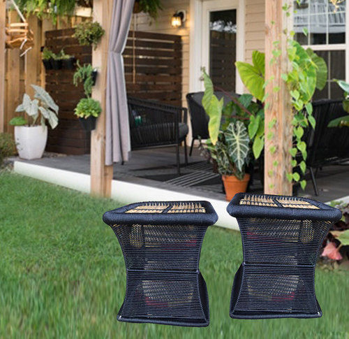 Craferia Export Bamboo Rope Iron Stools Mudha /Table Mudha Set Of 2