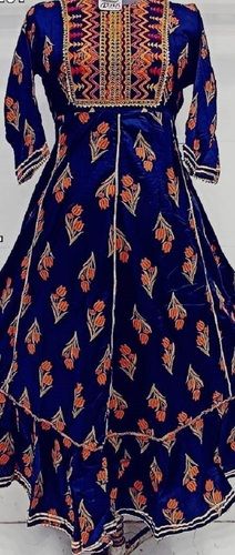 Rayon Designed For Comfort And Style Blue Color Beautifully Printed Fancy Ladies Kurti