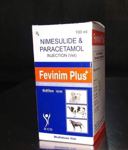  फ़ेविनिम प्लस निमेसुलाइड और पेरासिटामोल पशु चिकित्सा इंजेक्शन 100 मिलीलीटर 