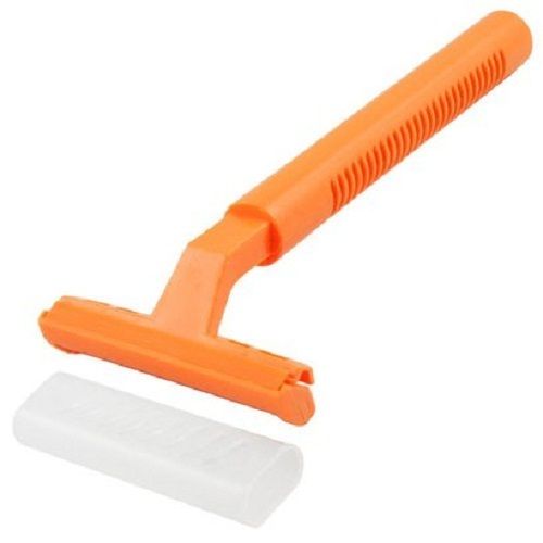 Mens 2-4 Inch Orange Plastic Handle Shaving Razor With Stainless Steel Blade Gender: Male