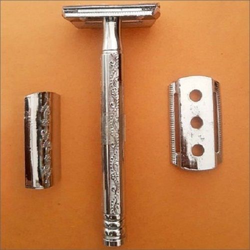 Mens 2-4 Inch Silver Stainless Steel Handle Shaving Razor With Stainless Steel Blade