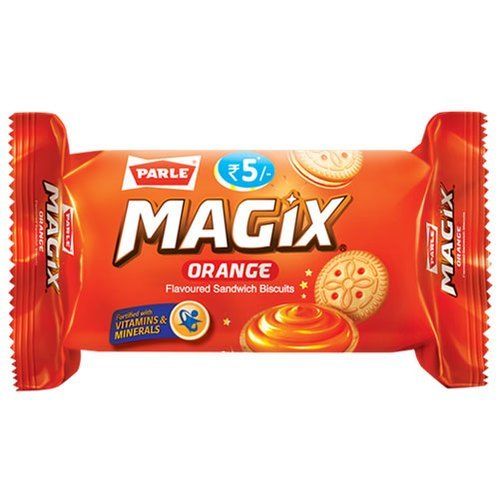 Sweet Natural Taste Round Parle Magix Orange Cream Biscuit For Snacks