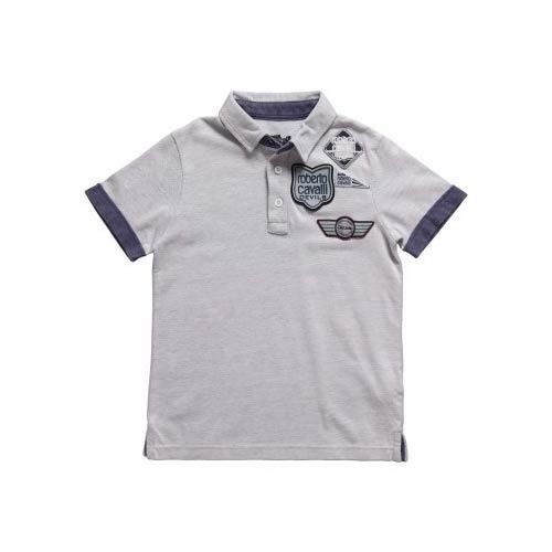 Cotton Fine Quality Light Grey Boys Designer Collared T Shirts