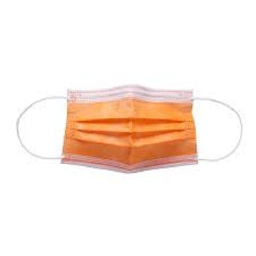 Orange Face Mask Disposable Breathable 3 Ply Mask, With Elastic Earloops