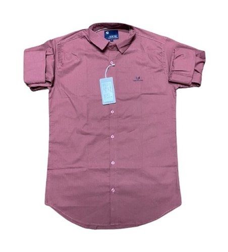 Pink Colour Plain Mens Cotton Shirt With Stylish Collar And Full Sleeves Age Group: 25-64