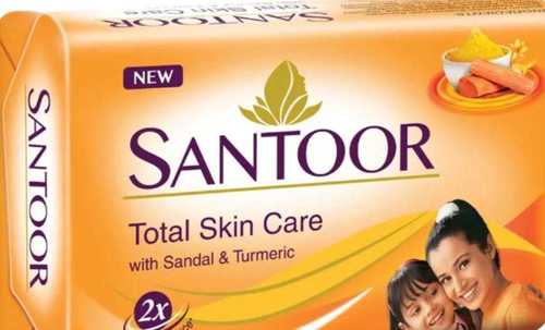 Santoor Sandal And Turmeric Soap For Skin Care, Nourishing And Glowing Size: 2-4