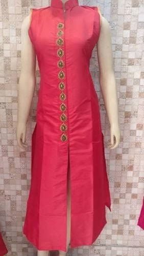 Smooth Texture Pink Sleeveless Cotton Ladies Kurta For Daily And Occasion Wear Decoration Material: Cloths