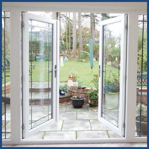 White Waterproof Stylish French Doors With Height 5 Feet, Width 1.5 Feet, Glass 3Mm Thickness 