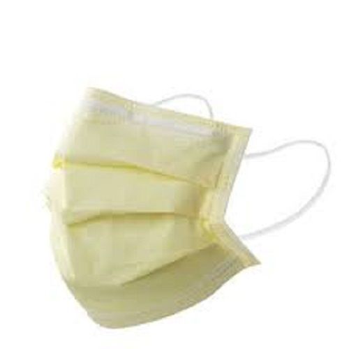 Yellow Face Mask Disposable Breathable 3 Ply Mask, With Elastic Ear Loops Age Group: Suitable For All Ages