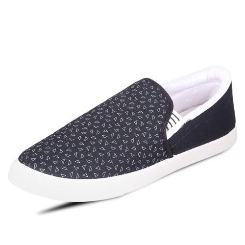 Black And White Printed Men Stylish Moccasin Shoes With White Color Sole Heel Size: Low