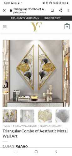 Decorative 5x3 Feet Steel Triangular Combo Aesthetic Metal Wall Art