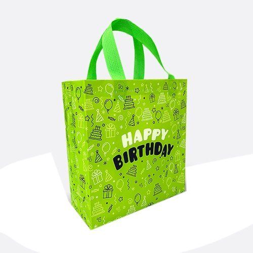 Green Color Printed Non Woven Carry Bags with Loop Handle for Shopping Use