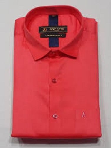 Plain And Light Weight Red Color Pure Cotton Full Sleeves Regular Fit Shirt For Men Collar Style: Classic