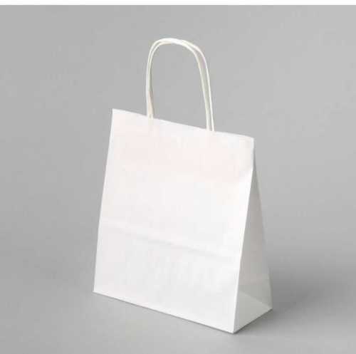  प्लेन पैटर्न शॉपिंग व्हाइट पेपर बैग, क्षमता 2 - 5 किलो, 10x4x12.25 इंच