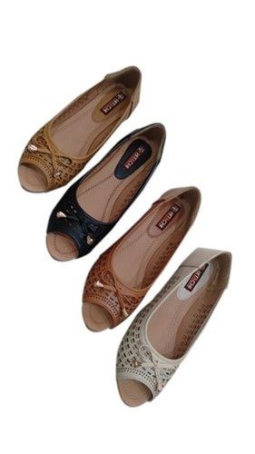 Various Colors Options Are Available Rexine Ladies Casual Wear Front Cut Flat Shoes With Low Heel Size