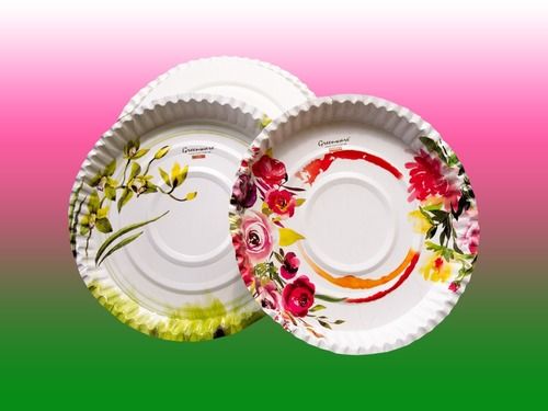 12 inch White Flower Disposable Plate