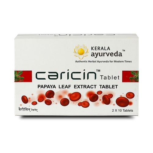 Caricin Blood Platelet Count Booster Papaya Leaf Extract Tablets, 2X10 Blister Pack Age Group: For Adults