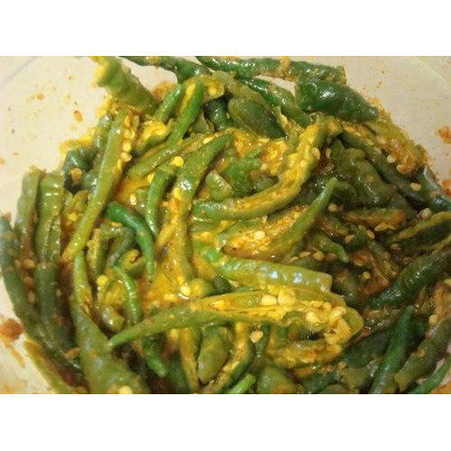 Green Colour Extra Spicy Chilli Pickle With High Nutritious Values