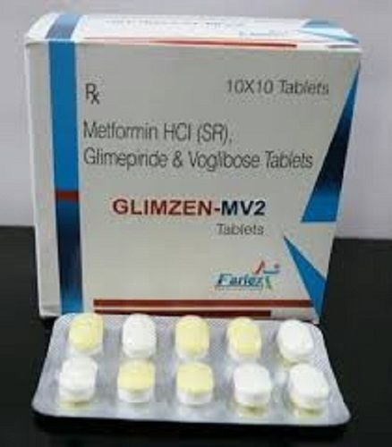 Metformin Hcl Sr Glimepiride And Voglibose Tablet, 10x10 Tablet Pack