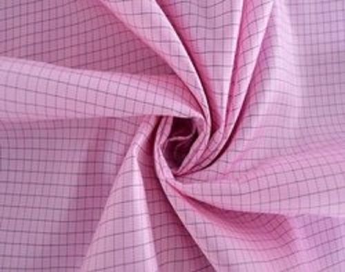 Washable Pink Color Check Pattern Polyester Tricot Fabric For Garment Industry