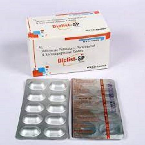 Diclist- Sp, Diclofenac Potassium, Paracetamol & Serratiopeptidase Tablets