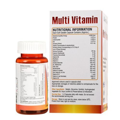 Easy To Swallow And Easy To Take Multivitamin Each Soft Gelatin Capsules Dosage Form: Tablet