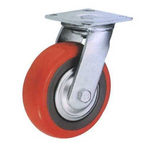 Powder Coated Heavy Duty Red Trolley Caster Wheel For Tables, Stretcher And Stool Usage