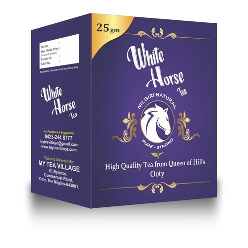 Brown High Quality Tea From Queen Of Hills Ooty White Horse Tea Powder 25Gram