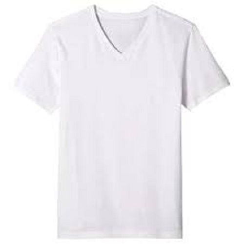 Plain White Color Pure Cotton T Shirt With V Neck And Short Sleeves Gender: Male