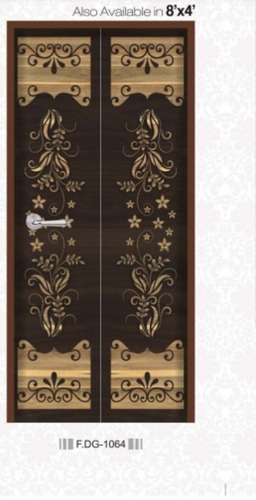 Plywood Door - 84x39 Inches | Golden Brown Color, Two Panel Design with Magic Lumps in Corners, Perfect for Home and Kitchen Decor