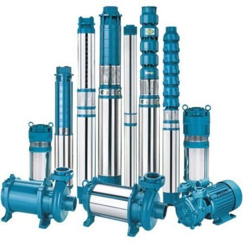 Stainless Steel 14Inch Vertical Borewell Submersible Pump Sets For Domestic With Blue And Silver Color And 2 Year Shelf Life