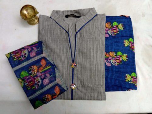 Gray Casual Wear Cotton Full Sleeve Grey And Bule Colour Salwar Suits