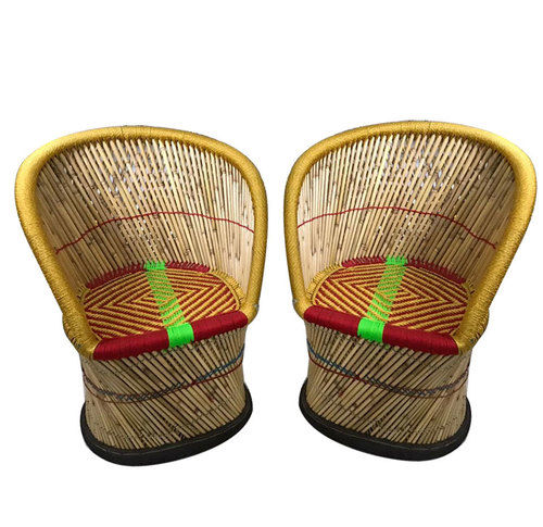 Handcrafted Mudha/Muddha Bamboo Chairs (Set Of 2) Extra Large Size