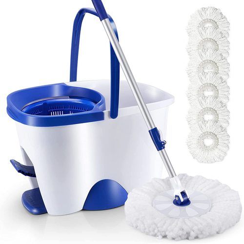 Highly Durable and Fine Finish White and Blue Color Bucket Mop