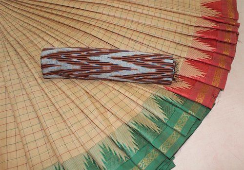 Women'S Multi Color Plain Weave Pure Cotton Silk Traditional Saree