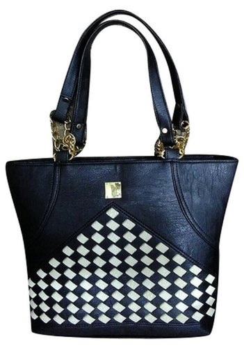 Black And White Color Printed 10 Inch Ladies Leather Handbag Design: Attractive
